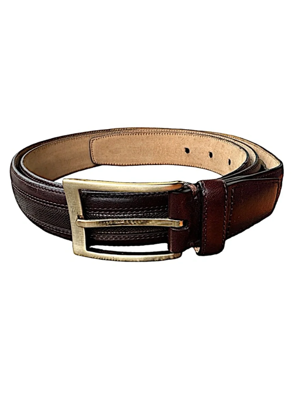 DONALD TRUMP Men’s Brown Leather Belt Size 44/110 Brass Buckle 11TR0108